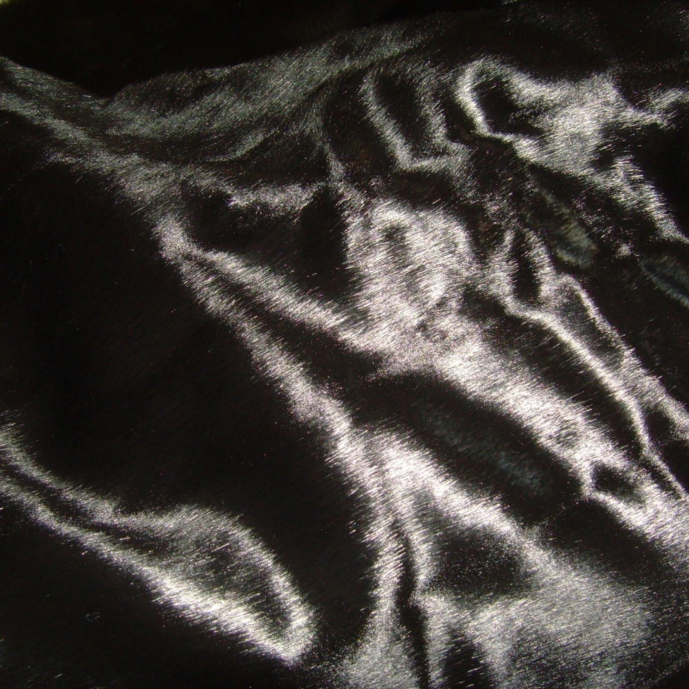 Mink Faux Fur Fabric Remnants in Black (2 Pieces)